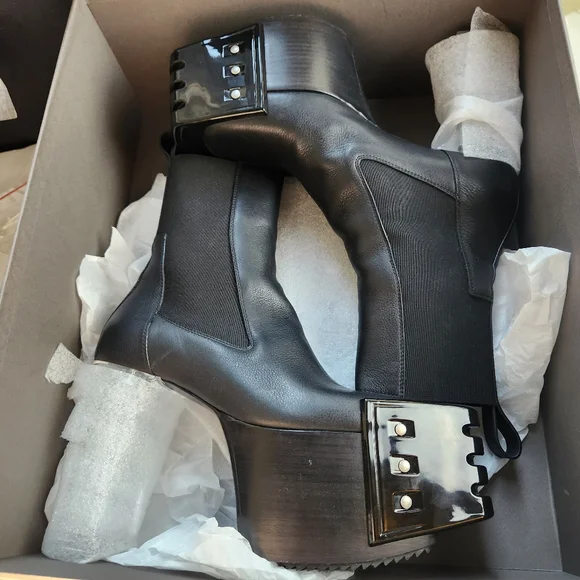 RICK OWENS GRILL KISS LEATHER BOOTS IN BLACK size 40.5 BNWB floor model - Picture 2 of 13
